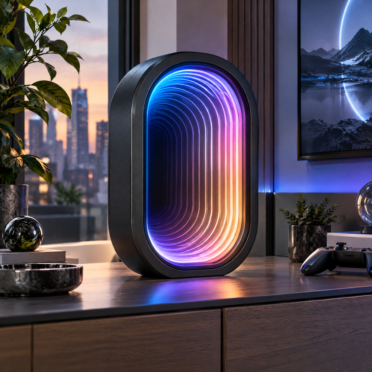 Elvoriad™ Portal Frame Smart Accent Lamp – Layered LED Infinity-Style Decorative Light