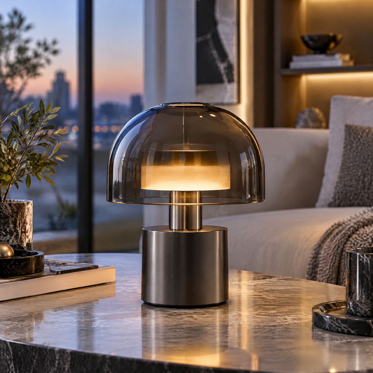Elvoriad™ Nocturne Dome Cordless LED Table Lamp – Rechargeable 3-Level Touch Accent Light