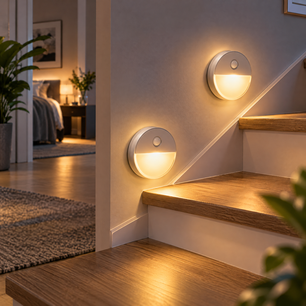 Elvoriad™ StepHalo Smart Sensor Night Light – Rechargeable Round Stair & Hallway Light 2-Pack