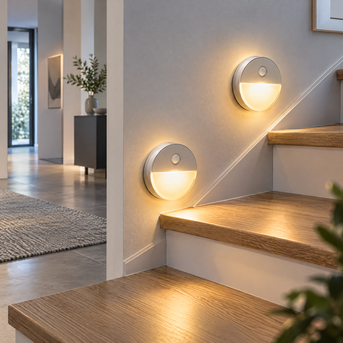 Elvoriad™ StepHalo Smart Sensor Night Light – Rechargeable Round Stair & Hallway Light 2-Pack