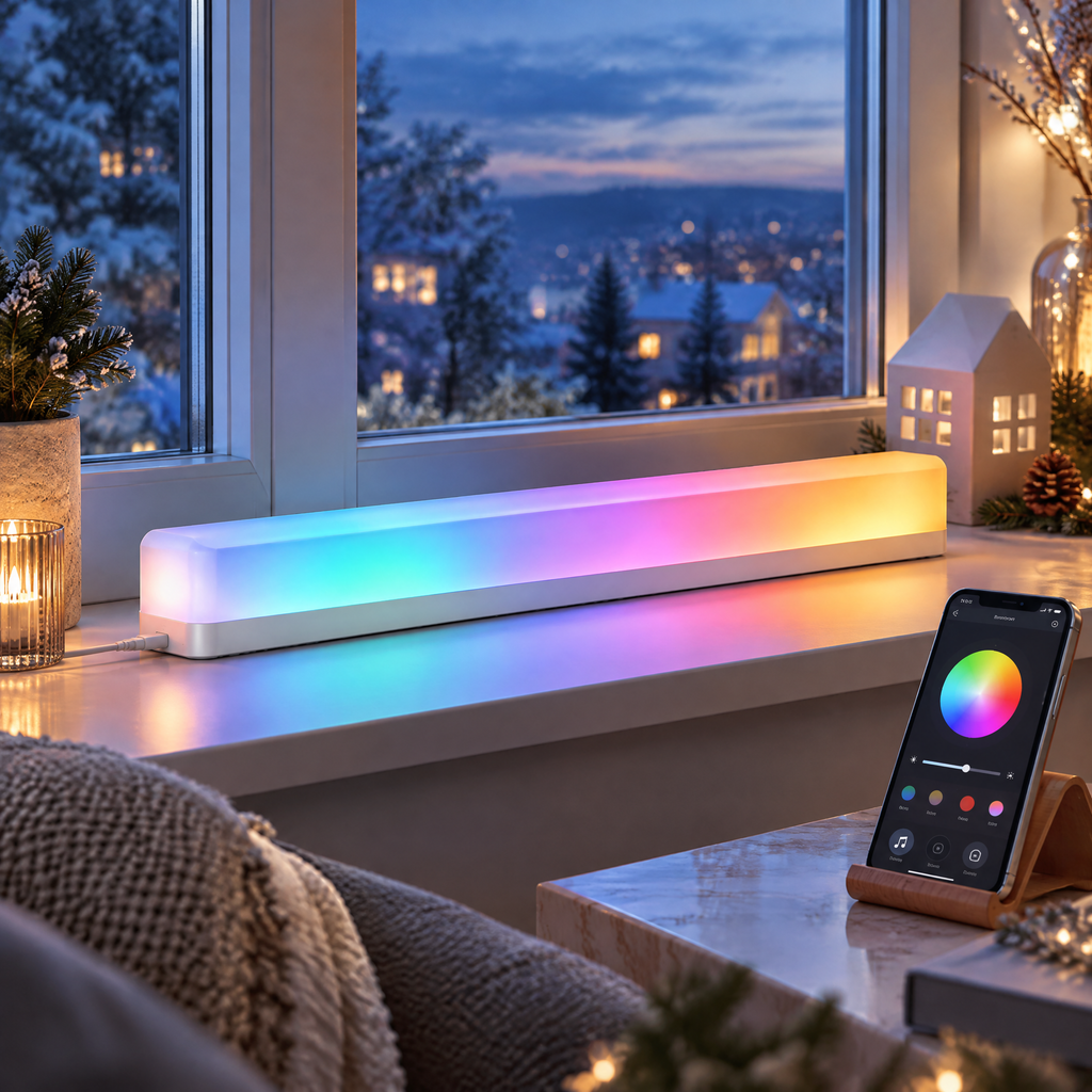 Elvoriad™ Aurora Window Glow – Smart RGB Holiday Window & Shelf Light Bar
